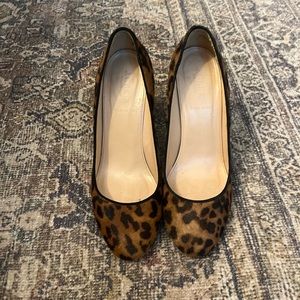 J crew leopard pumps with pony hair - size 8